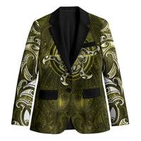 New Zealand Matariki Hiwaiterangi Blazer Maori Moko Yellow Galaxy LT05 Unisex Yellow - Polynesian Pride