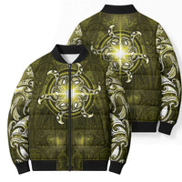 New Zealand Matariki Hiwaiterangi Bomber Puffer Jacket Maori Moko Yellow Galaxy