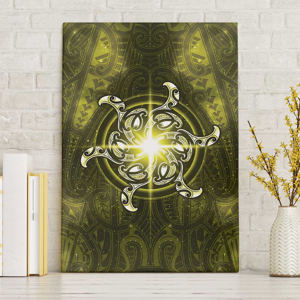 New Zealand Matariki Hiwaiterangi Canvas Wall Art Maori Moko Yellow Galaxy