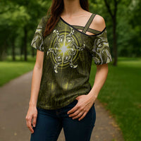 New Zealand Matariki Hiwaiterangi Cross Shoulder Shirt Maori Moko Yellow Galaxy