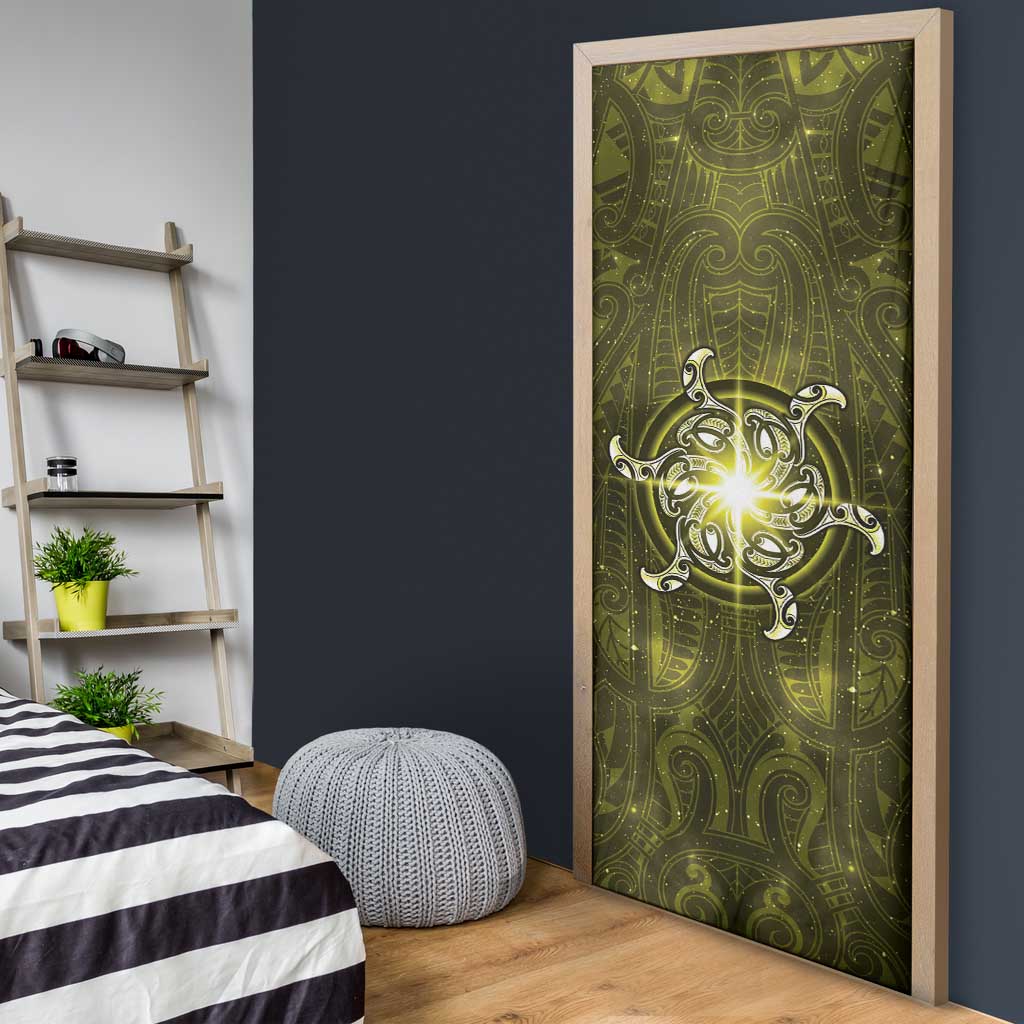 New Zealand Matariki Hiwaiterangi Door Cover Maori Moko Yellow Galaxy