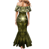 New Zealand Matariki Hiwaiterangi Family Matching Mermaid Dress and Hawaiian Shirt Maori Moko Yellow Galaxy