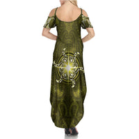 New Zealand Matariki Hiwaiterangi Family Matching Summer Maxi Dress and Hawaiian Shirt Maori Moko Yellow Galaxy