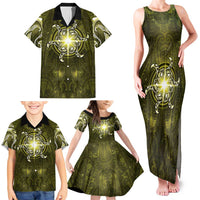 New Zealand Matariki Hiwaiterangi Family Matching Tank Maxi Dress and Hawaiian Shirt Maori Moko Yellow Galaxy LT05 - Polynesian Pride