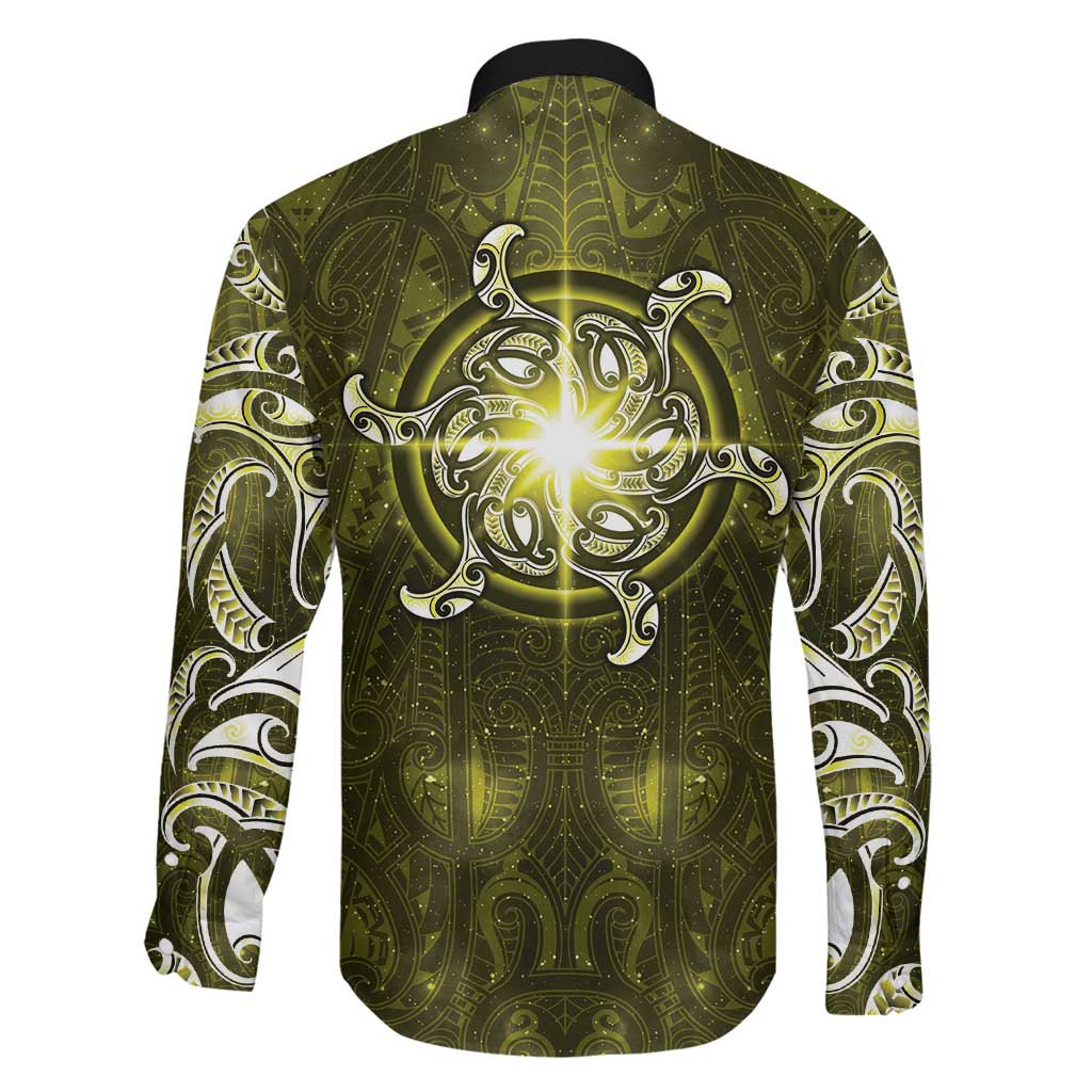New Zealand Matariki Hiwaiterangi Family Matching Tank Maxi Dress and Hawaiian Shirt Maori Moko Yellow Galaxy LT05 - Polynesian Pride