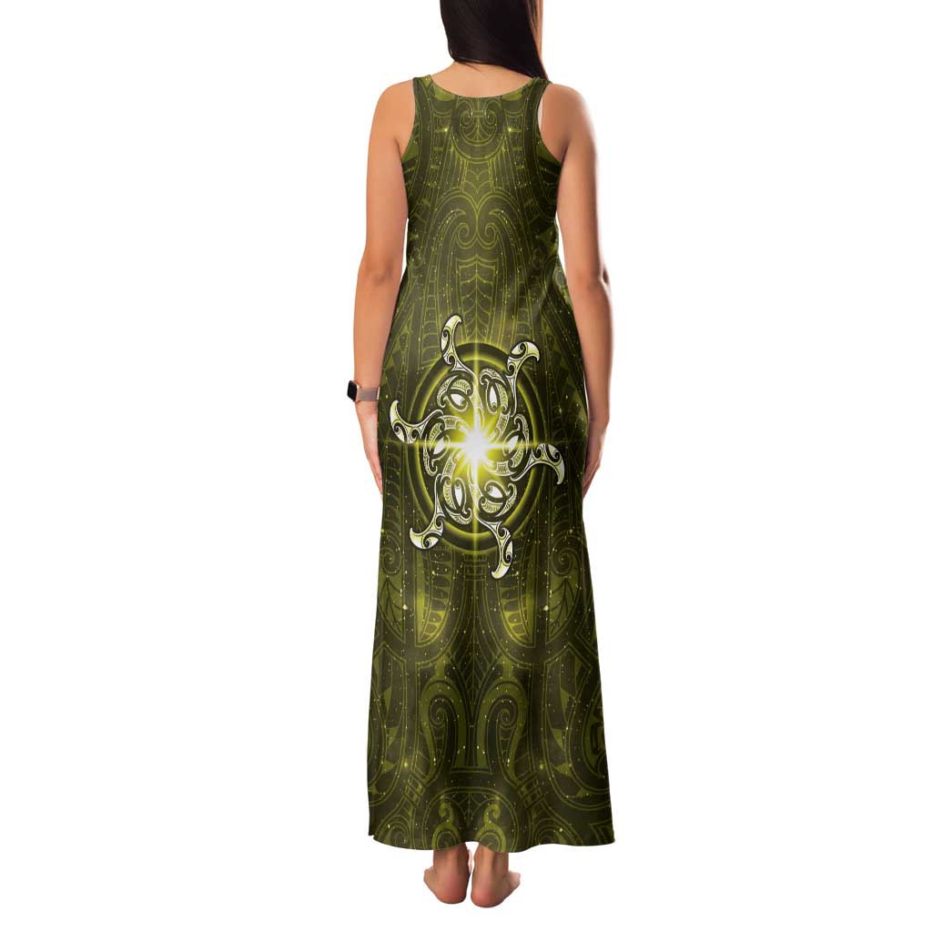 New Zealand Matariki Hiwaiterangi Family Matching Tank Maxi Dress and Hawaiian Shirt Maori Moko Yellow Galaxy LT05 - Polynesian Pride