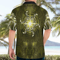 New Zealand Matariki Hiwaiterangi Hawaiian Shirt Maori Moko Yellow Galaxy