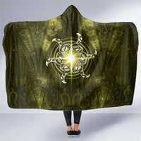 New Zealand Matariki Hiwaiterangi Hooded Blanket Maori Moko Yellow Galaxy
