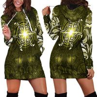 New Zealand Matariki Hiwaiterangi Hoodie Dress Maori Moko Yellow Galaxy