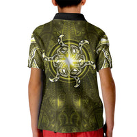 New Zealand Matariki Hiwaiterangi Kid Polo Shirt Maori Moko Yellow Galaxy