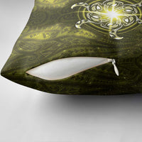 New Zealand Matariki Hiwaiterangi Pillow Cover Maori Moko Yellow Galaxy