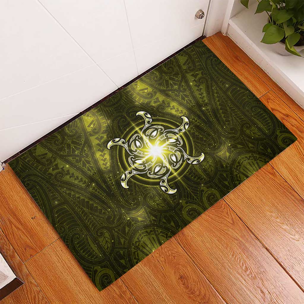 New Zealand Matariki Hiwaiterangi Rubber Doormat Maori Moko Yellow Galaxy