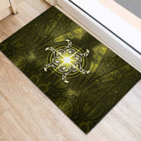 New Zealand Matariki Hiwaiterangi Rubber Doormat Maori Moko Yellow Galaxy