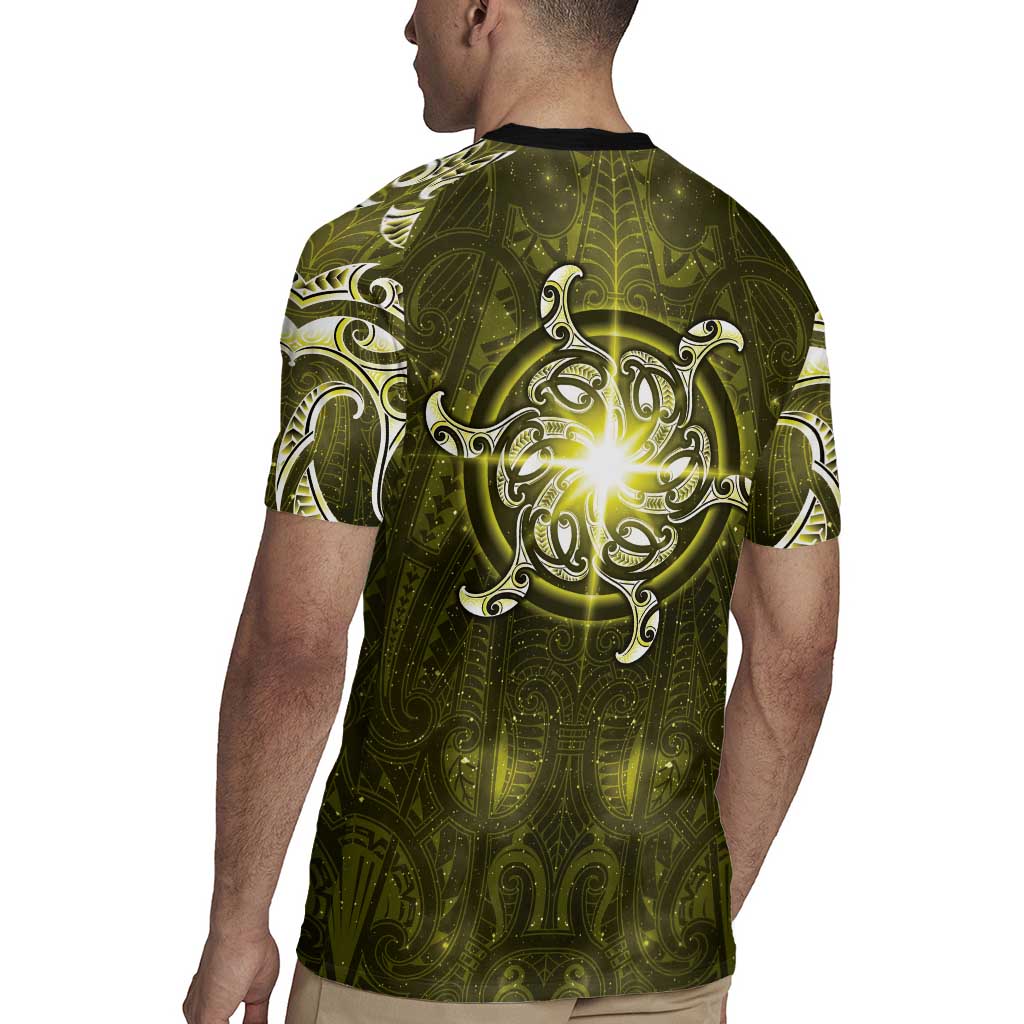 New Zealand Matariki Hiwaiterangi Rugby Jersey Maori Moko Yellow Galaxy