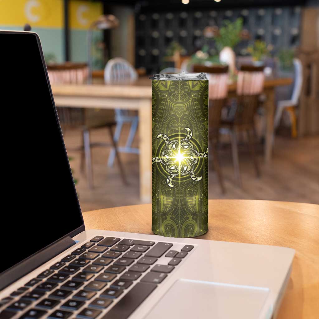 New Zealand Matariki Hiwaiterangi Skinny Tumbler Maori Moko Yellow Galaxy