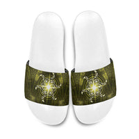 New Zealand Matariki Hiwaiterangi Slide Sandals Maori Moko Yellow Galaxy