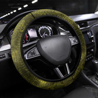 New Zealand Matariki Hiwaiterangi Steering Wheel Cover Maori Moko Yellow Galaxy