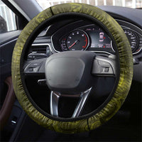 New Zealand Matariki Hiwaiterangi Steering Wheel Cover Maori Moko Yellow Galaxy