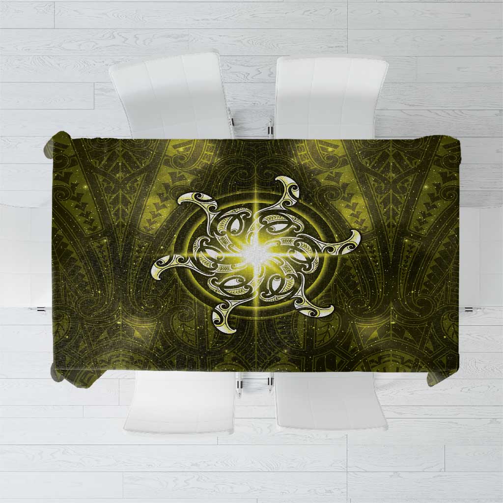 New Zealand Matariki Hiwaiterangi Tablecloth Maori Moko Yellow Galaxy