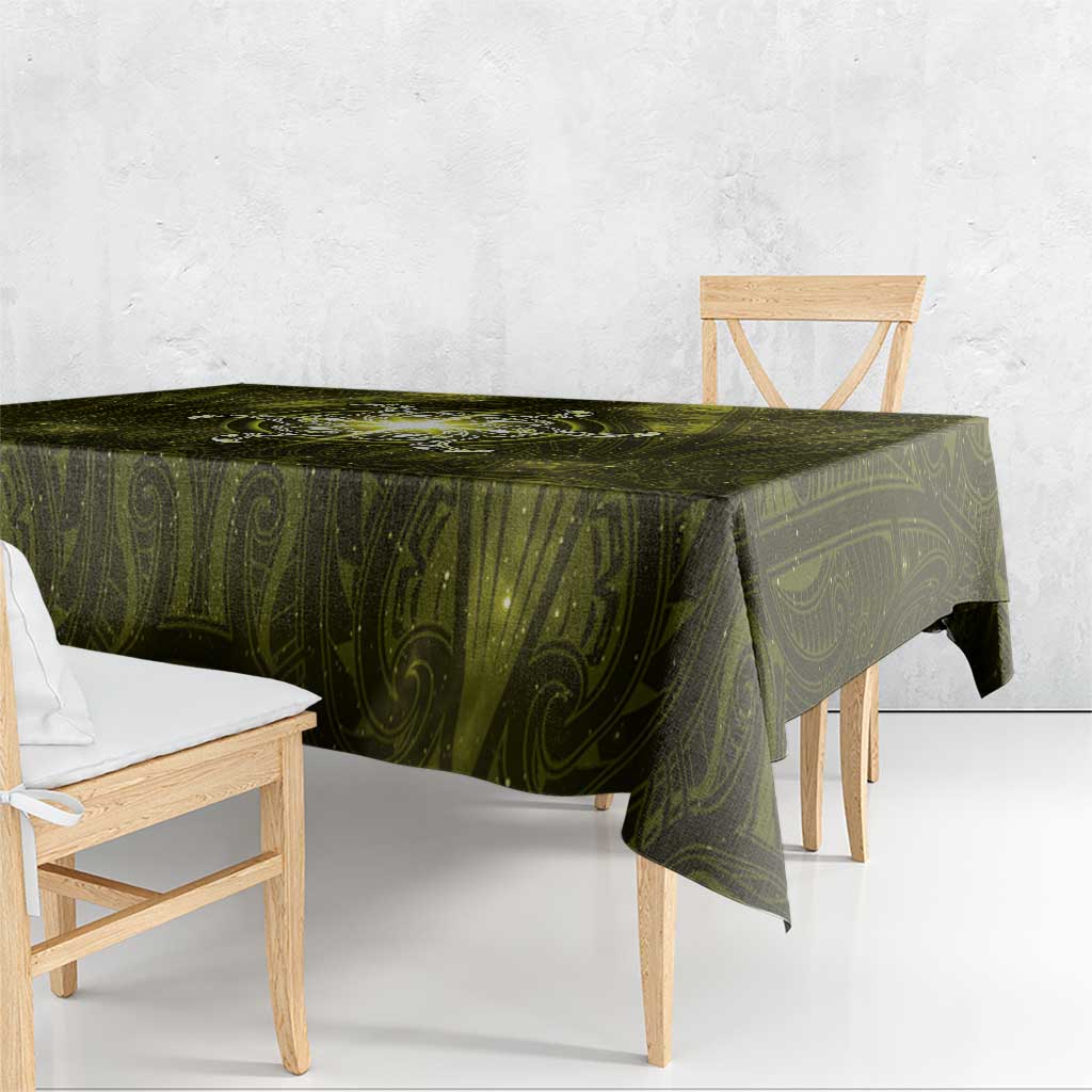 New Zealand Matariki Hiwaiterangi Tablecloth Maori Moko Yellow Galaxy