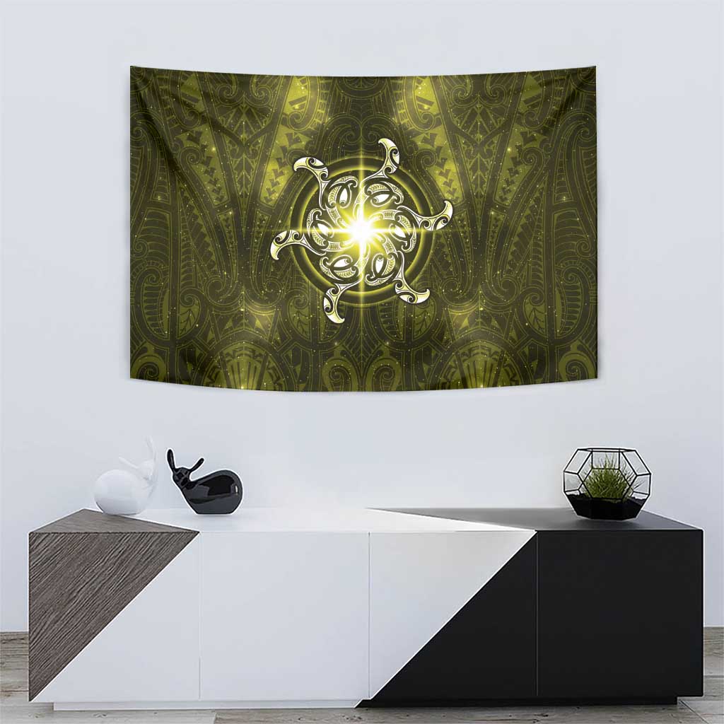 New Zealand Matariki Hiwaiterangi Tapestry Maori Moko Yellow Galaxy LT05 - Polynesian Pride