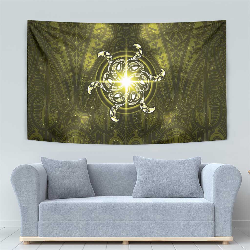 New Zealand Matariki Hiwaiterangi Tapestry Maori Moko Yellow Galaxy LT05 - Polynesian Pride