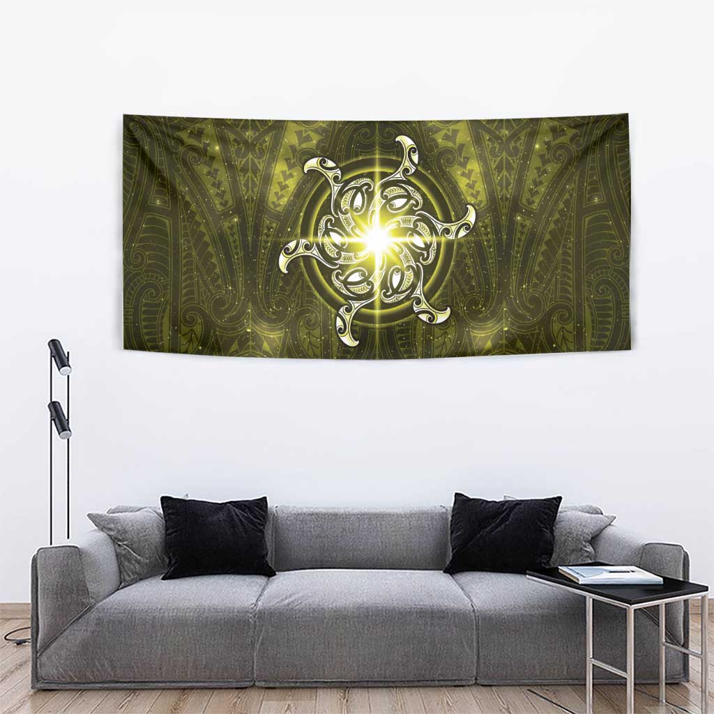 New Zealand Matariki Hiwaiterangi Tapestry Maori Moko Yellow Galaxy LT05 - Polynesian Pride