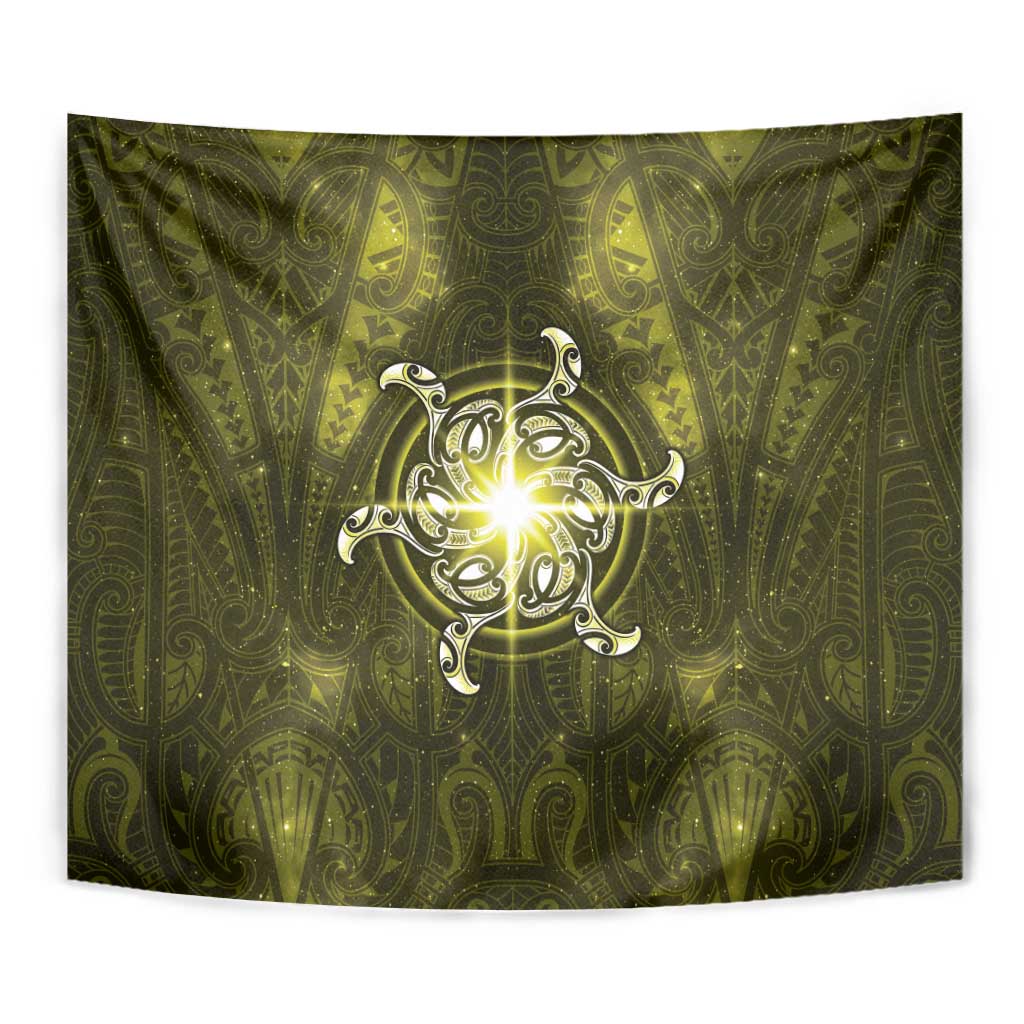 New Zealand Matariki Hiwaiterangi Tapestry Maori Moko Yellow Galaxy LT05 - Polynesian Pride