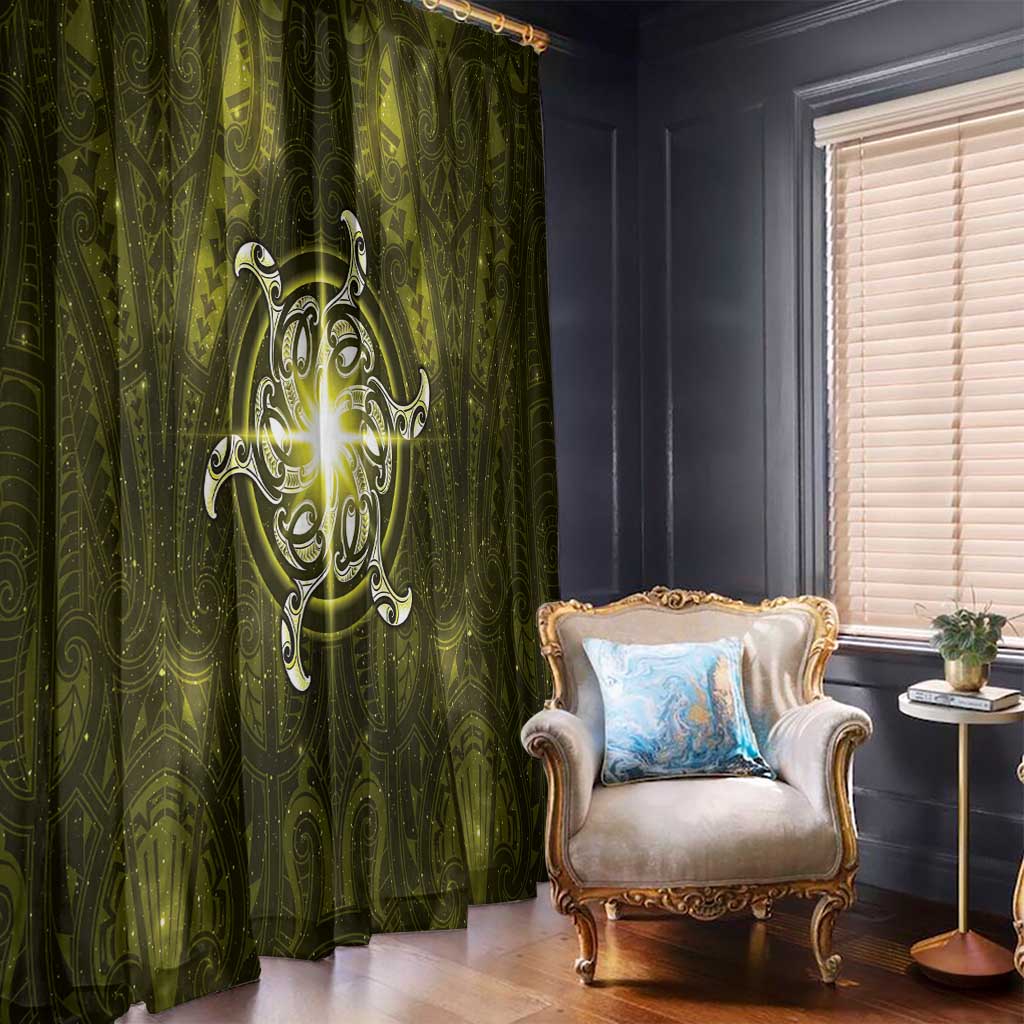 New Zealand Matariki Hiwaiterangi Window Curtain Maori Moko Yellow Galaxy