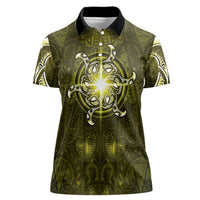 New Zealand Matariki Hiwaiterangi Women Polo Shirt Maori Moko Yellow Galaxy
