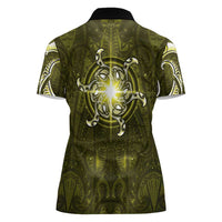 New Zealand Matariki Hiwaiterangi Women Polo Shirt Maori Moko Yellow Galaxy