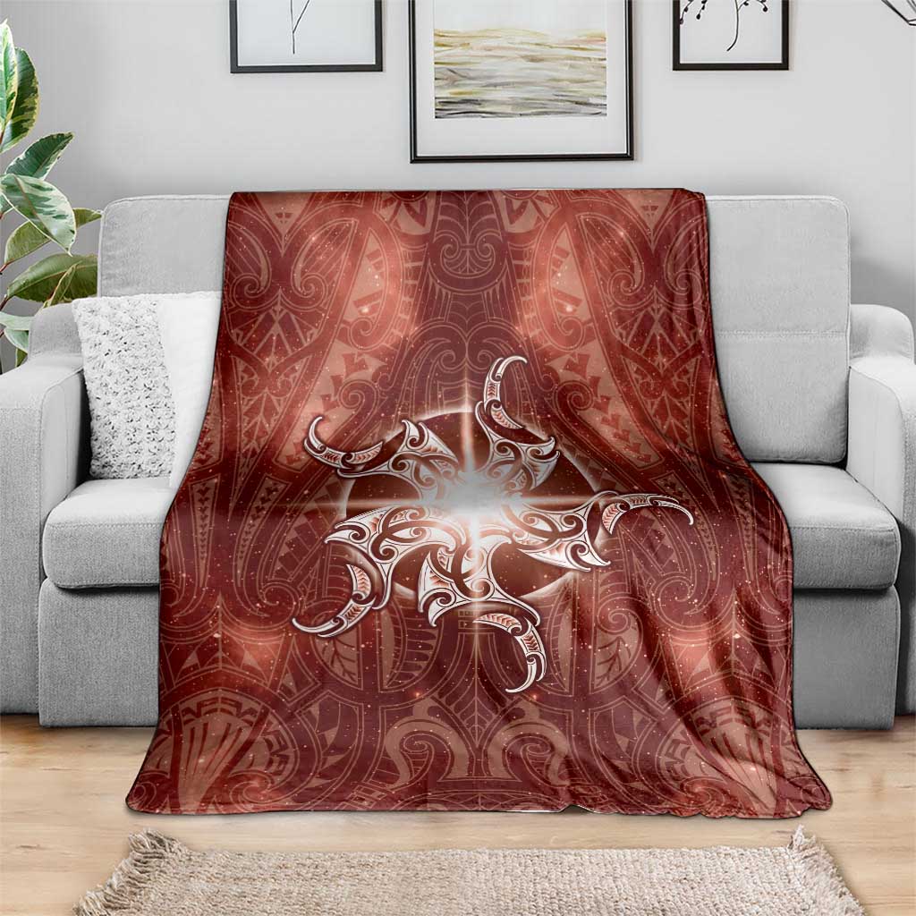 New Zealand Matariki Pohutukawa Blanket Maori Moko Red Galaxy