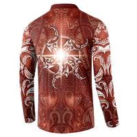 New Zealand Matariki Pohutukawa Button Sweatshirt Maori Moko Red Galaxy