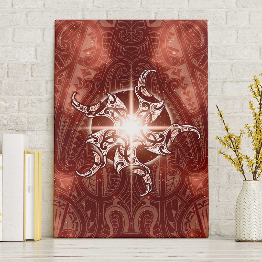 New Zealand Matariki Pohutukawa Canvas Wall Art Maori Moko Red Galaxy