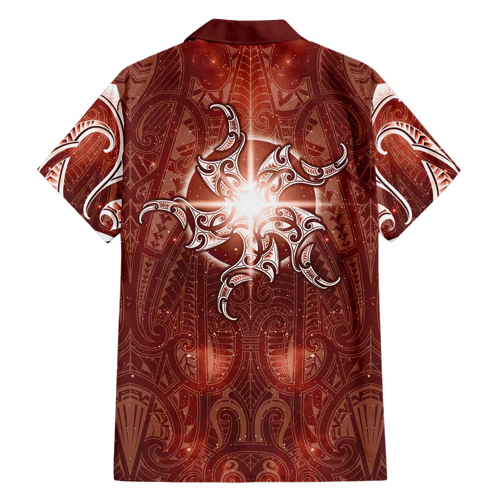 New Zealand Matariki Pohutukawa Family Matching Summer Maxi Dress and Hawaiian Shirt Maori Moko Red Galaxy