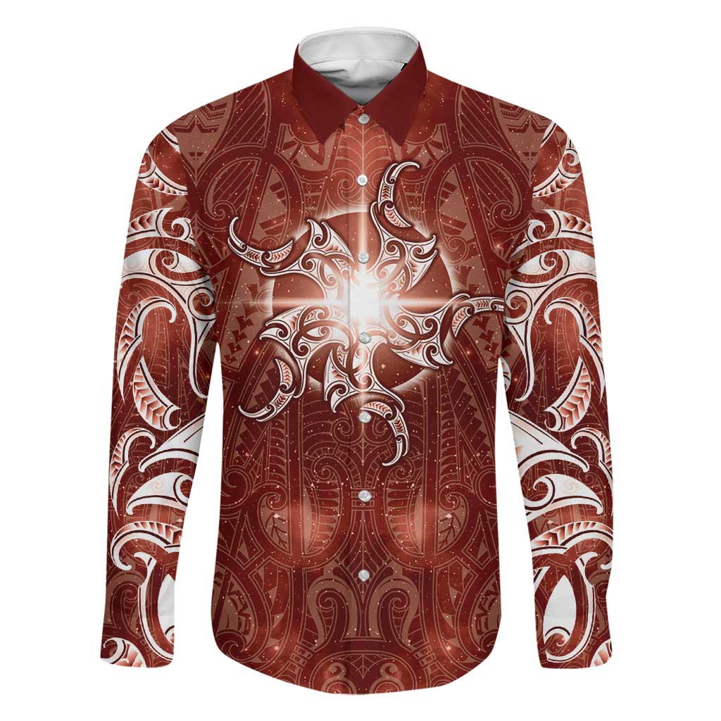 New Zealand Matariki Pohutukawa Family Matching Summer Maxi Dress and Hawaiian Shirt Maori Moko Red Galaxy