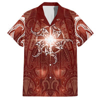 New Zealand Matariki Pohutukawa Hawaiian Shirt Maori Moko Red Galaxy LT05 Red - Polynesian Pride