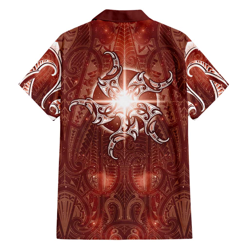 New Zealand Matariki Pohutukawa Hawaiian Shirt Maori Moko Red Galaxy LT05 - Polynesian Pride