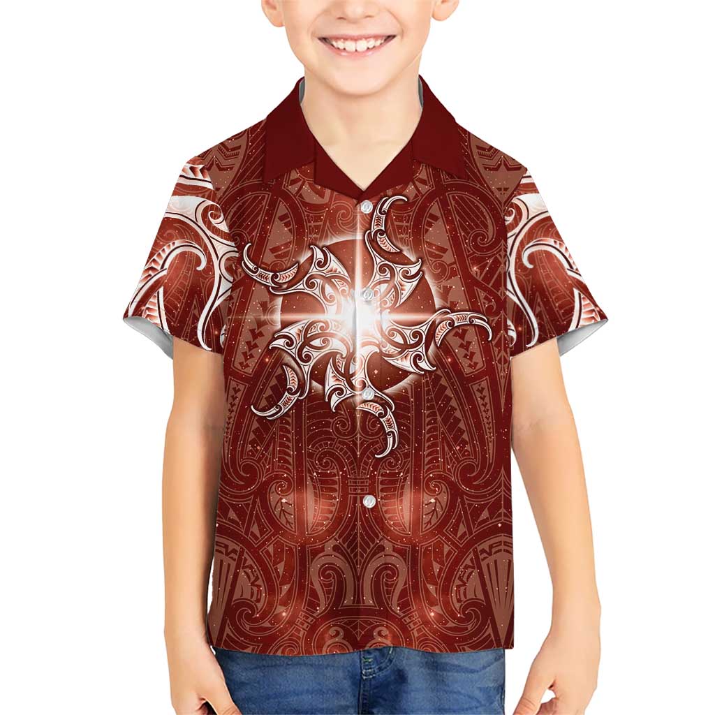New Zealand Matariki Pohutukawa Hawaiian Shirt Maori Moko Red Galaxy LT05 - Polynesian Pride