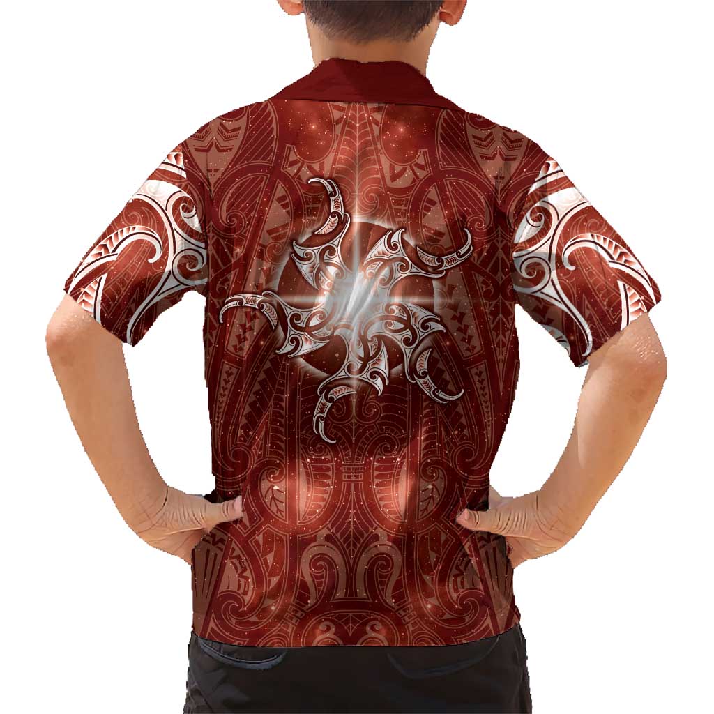 New Zealand Matariki Pohutukawa Hawaiian Shirt Maori Moko Red Galaxy LT05 - Polynesian Pride