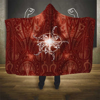 New Zealand Matariki Pohutukawa Hooded Blanket Maori Moko Red Galaxy