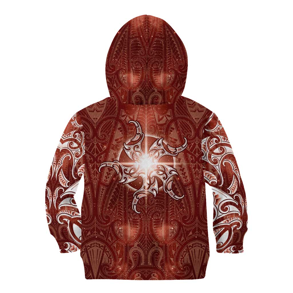 New Zealand Matariki Pohutukawa Kid Hoodie Maori Moko Red Galaxy