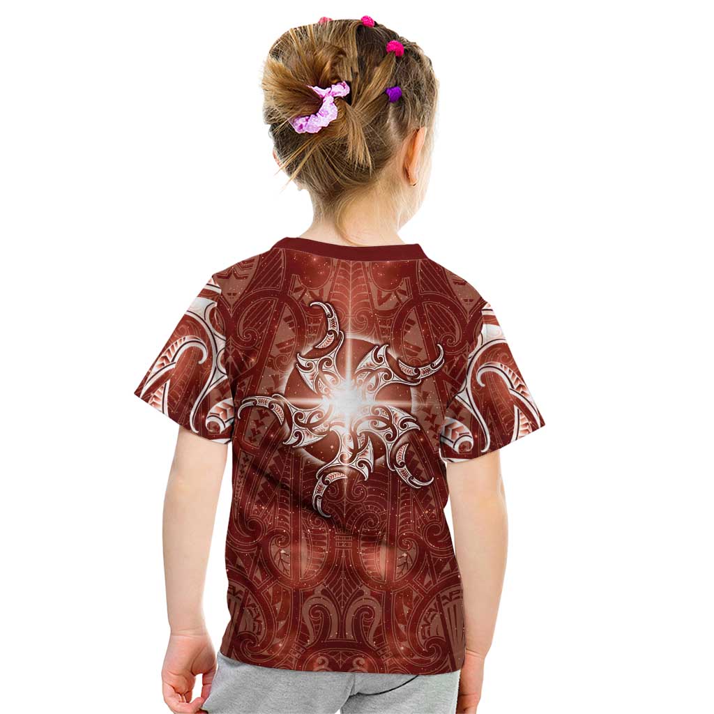 New Zealand Matariki Pohutukawa Kid T Shirt Maori Moko Red Galaxy