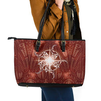New Zealand Matariki Pohutukawa Leather Tote Bag Maori Moko Red Galaxy LT05 - Polynesian Pride