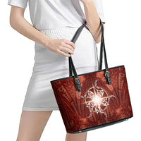 New Zealand Matariki Pohutukawa Leather Tote Bag Maori Moko Red Galaxy LT05 - Polynesian Pride