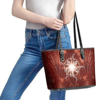 New Zealand Matariki Pohutukawa Leather Tote Bag Maori Moko Red Galaxy LT05 - Polynesian Pride