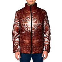 New Zealand Matariki Pohutukawa Padded Jacket Maori Moko Red Galaxy
