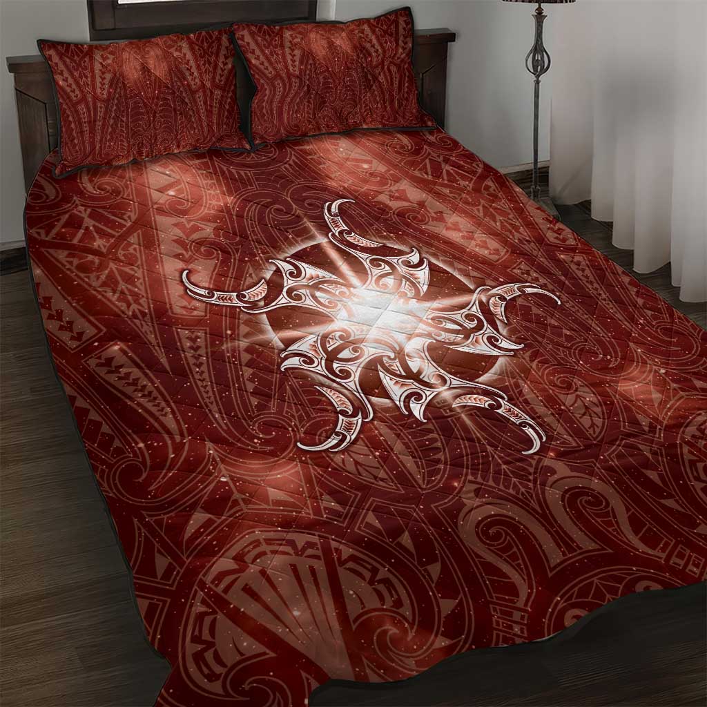 New Zealand Matariki Pohutukawa Quilt Bed Set Maori Moko Red Galaxy LT05 Red - Polynesian Pride