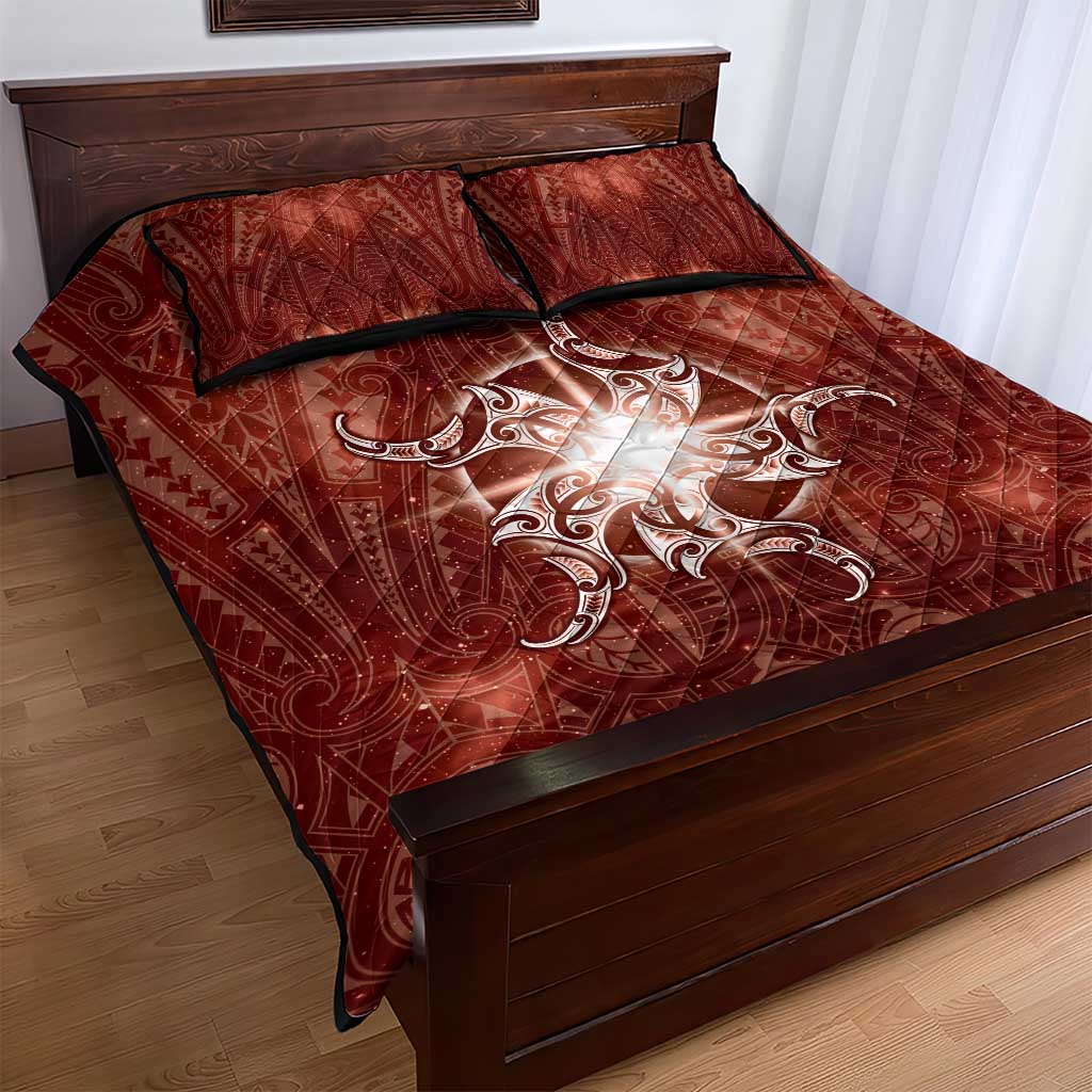 New Zealand Matariki Pohutukawa Quilt Bed Set Maori Moko Red Galaxy LT05 - Polynesian Pride