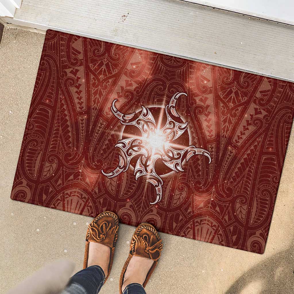 New Zealand Matariki Pohutukawa Rubber Doormat Maori Moko Red Galaxy